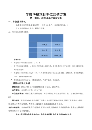 学府华庭车位营销方案