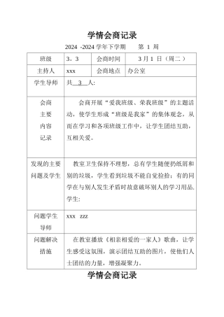 学情会商记录表