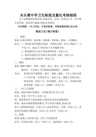 学校卫生制度及量化考核细则