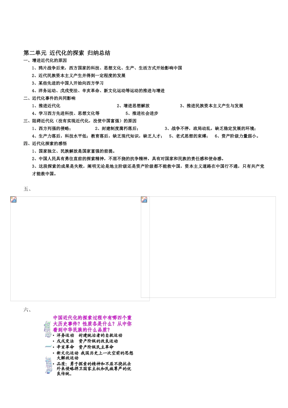 2025年第二单元近代化的探索归纳总结_第1页