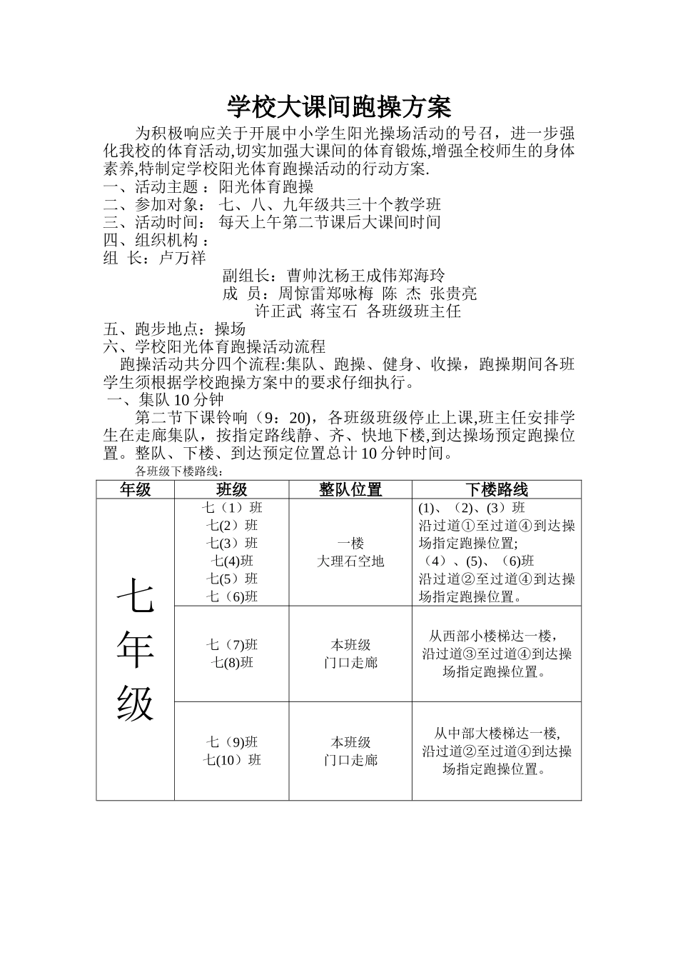 学校大课间跑操方案_第1页