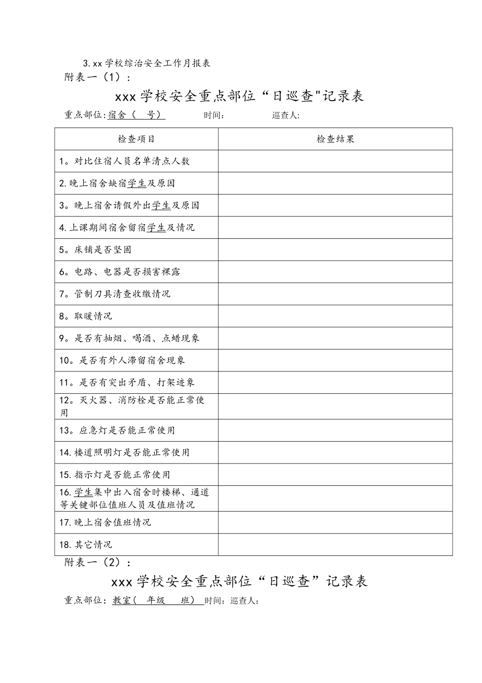 学校安全台账内容及各类表格_第2页