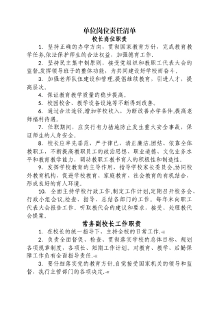 学校岗位责任清单-学校岗位职责清单