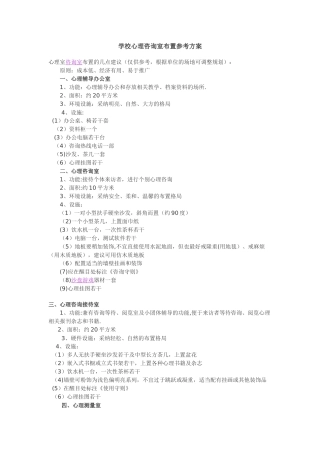 学校心理咨询室布置参考方案