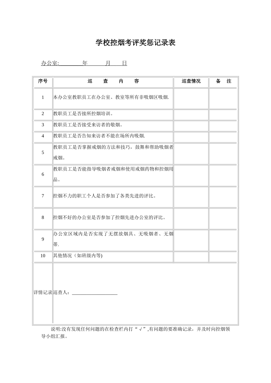 学校控烟考评奖惩制度、标准、记录表_第3页