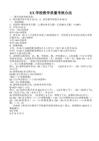 学校教学质量考核办法