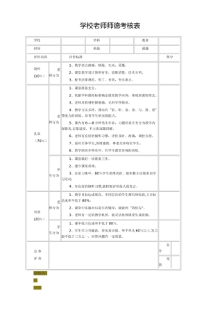学校教师师德考核表