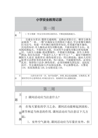 学校每周安全教育记录