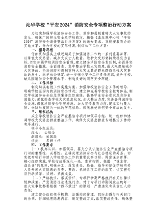 学校消防安全专项整治行动方案