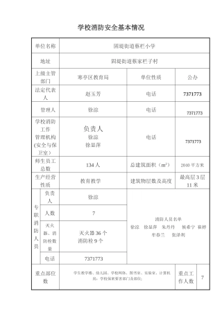 学校消防安全基本情况