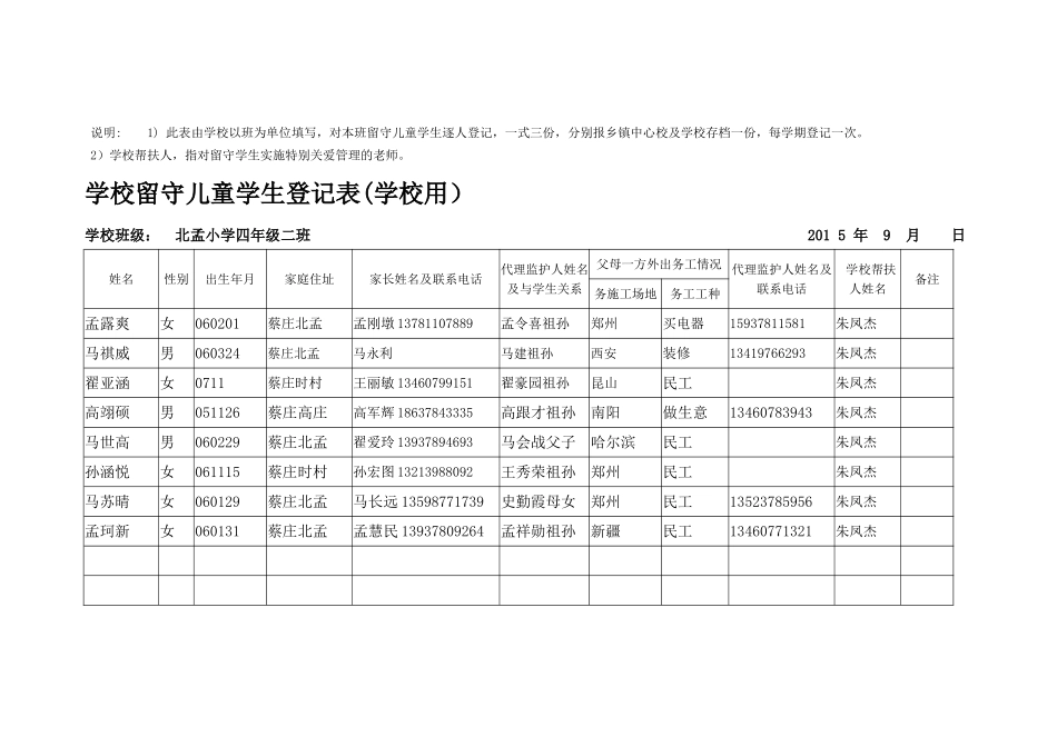 学校留守儿童学生登记表_第3页