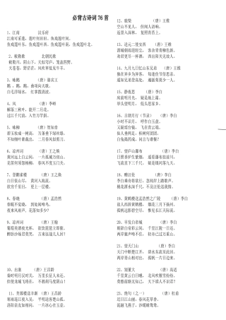 2025年新课标小学生必背古诗词75首