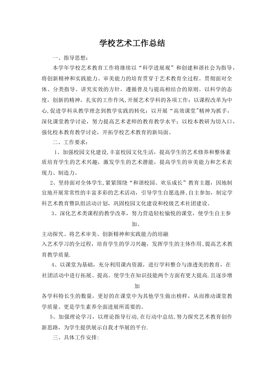 学校艺术工作总结_第1页