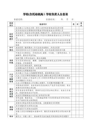 学校食堂负责人检查表