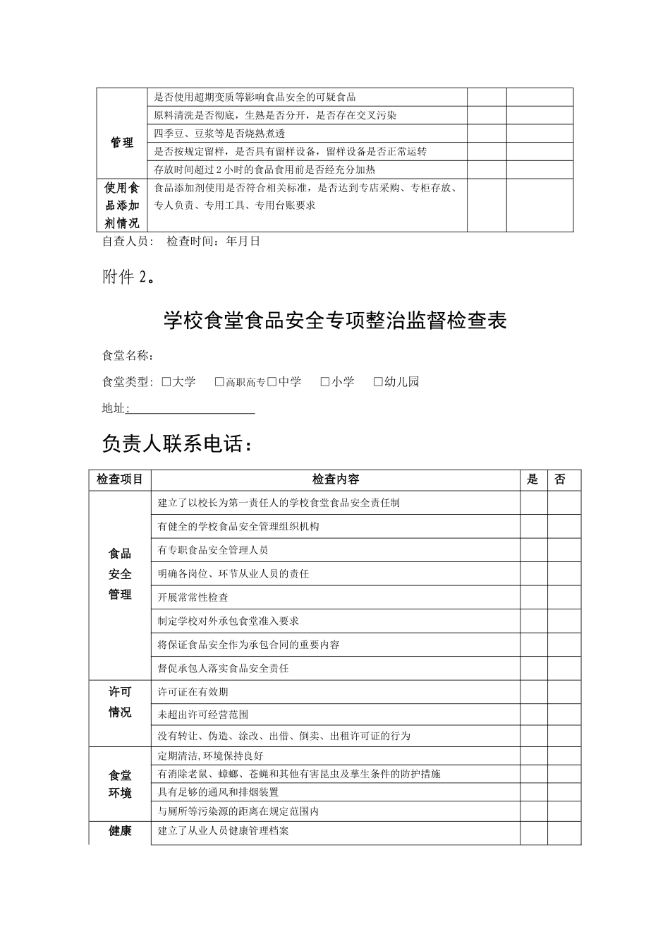 学校食堂食品安全自查表_第2页