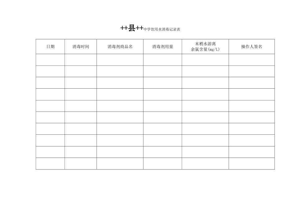 学校饮用水消毒记录表_第1页