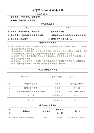 学生个性化辅导方案