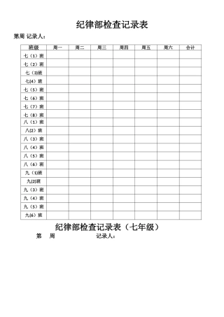 学生会纪律检查表