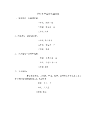 学生各活动奖励方案