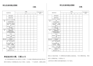学生在家表现反馈表