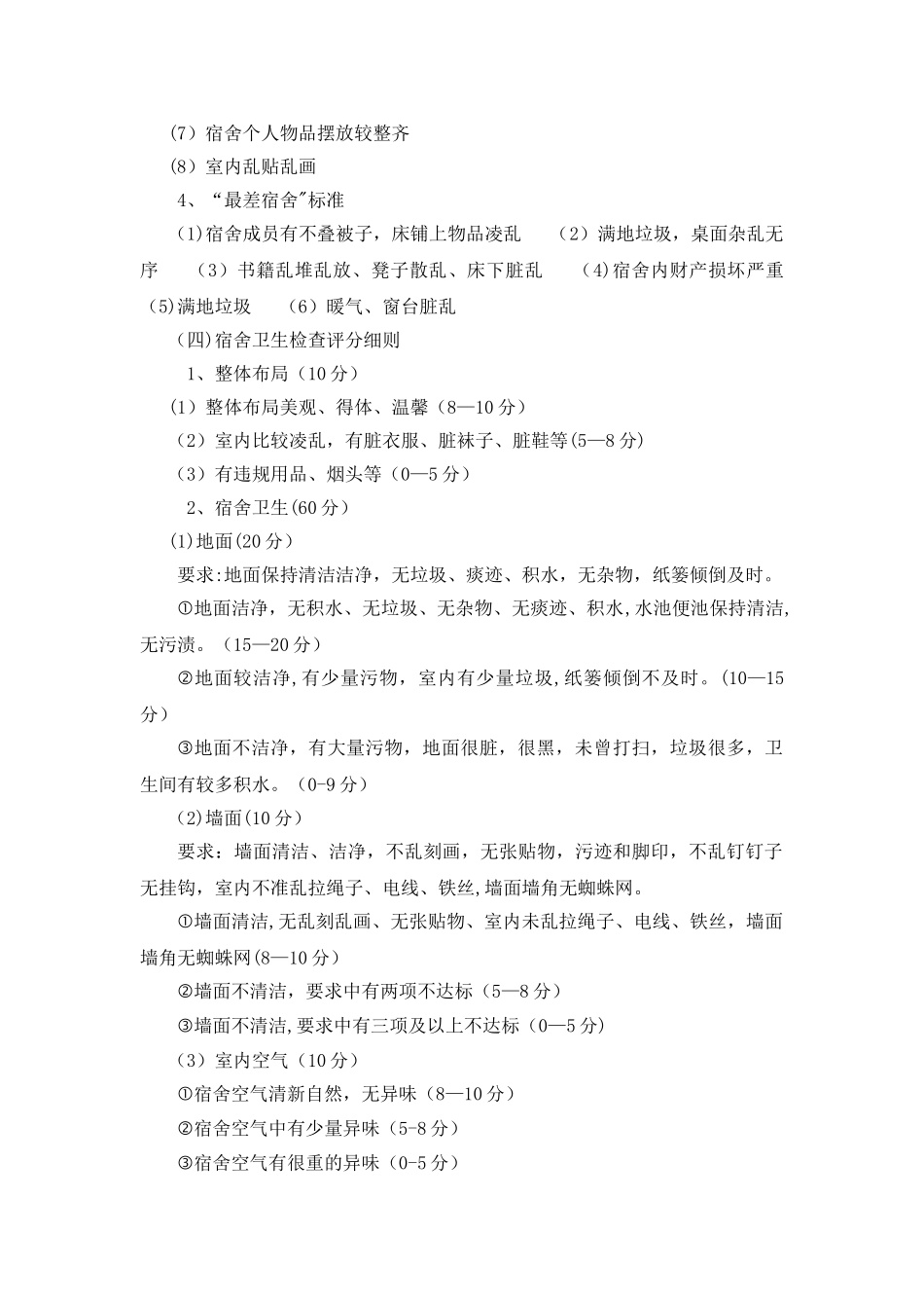 学生宿舍卫生评比方案_第3页