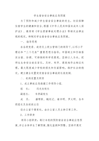 学生宿舍安全事故应急预案