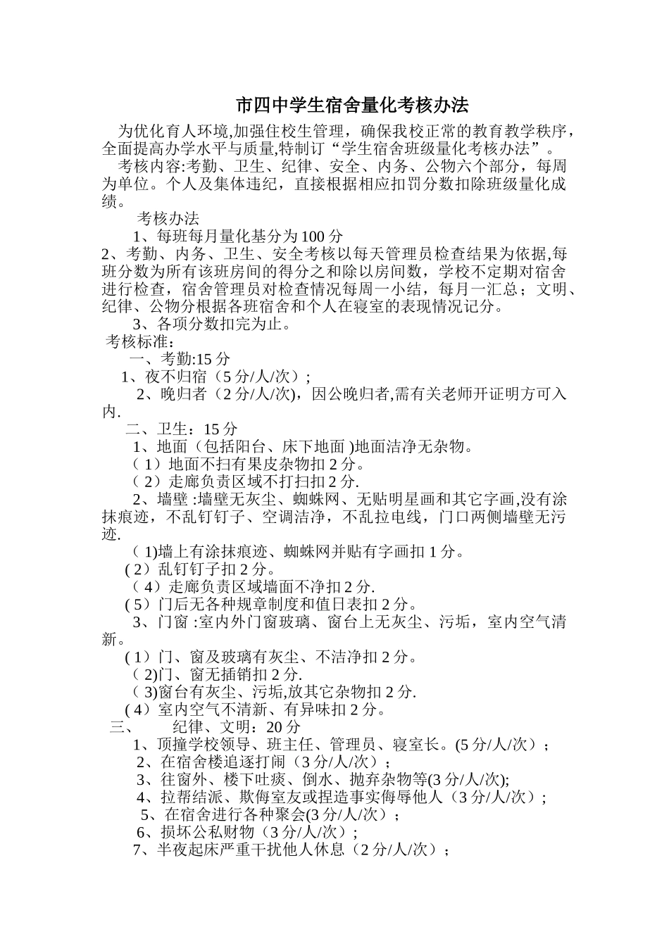 学生宿舍量化考核办法_第1页