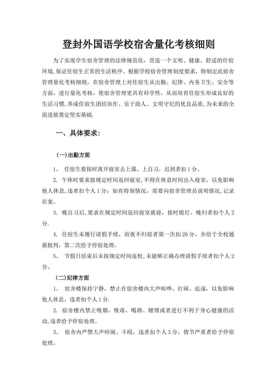 学生宿舍量化考核细则_第1页