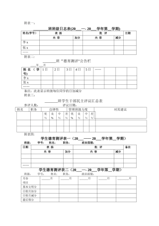 学生德育评价表