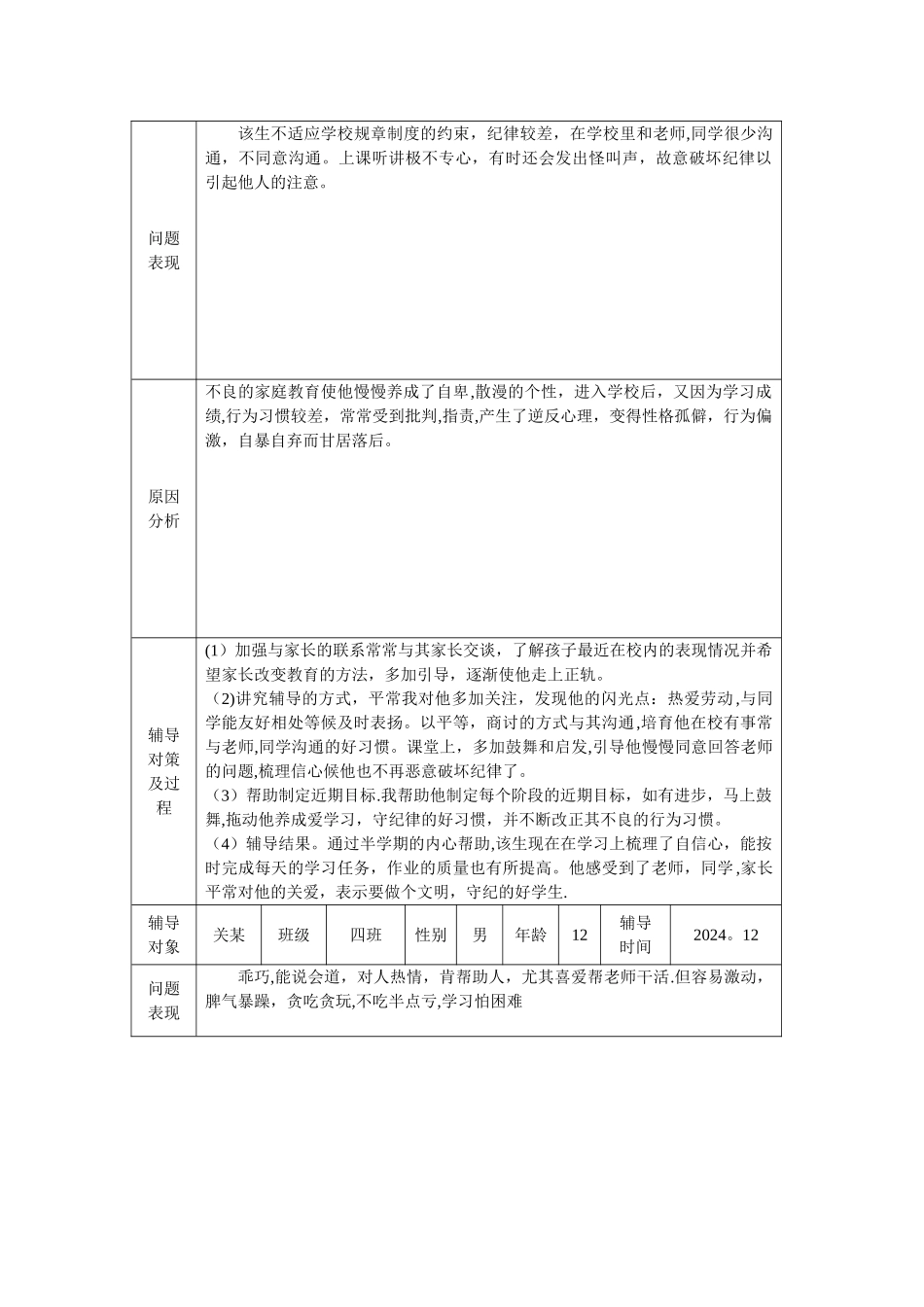 学生心理健康教育辅导记录表_第3页