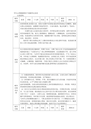 学生心理健康教育辅导记录表