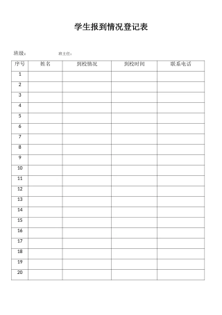 学生报到情况登记表