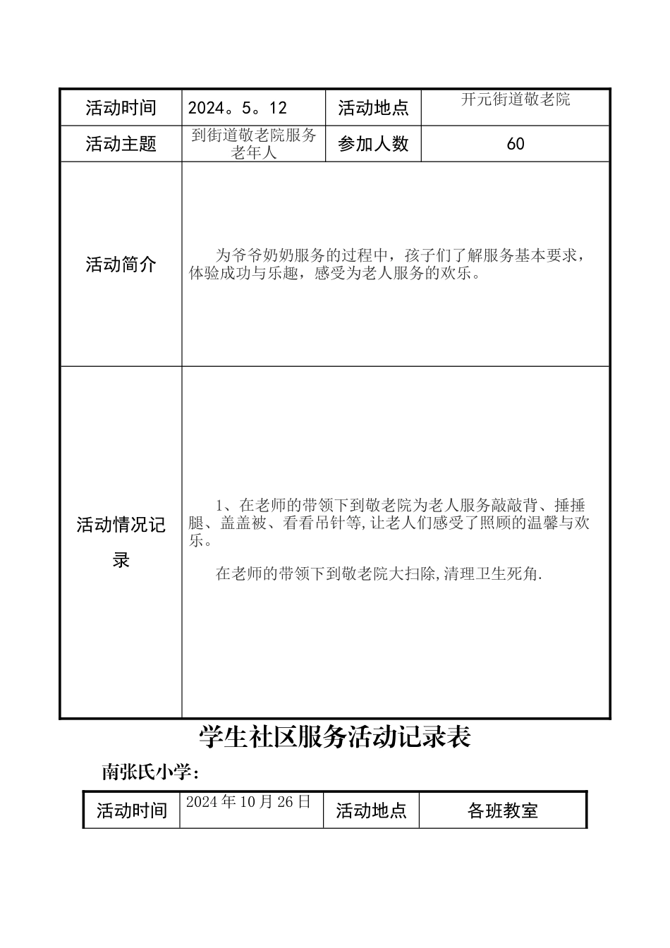 学生社区服务活动记录表_第2页