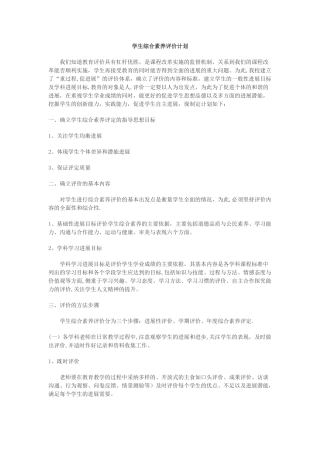 学生综合素质评价计划