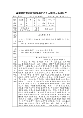 学生资助管理中心先进个人申报表