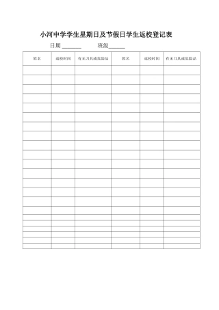学生返校登记表