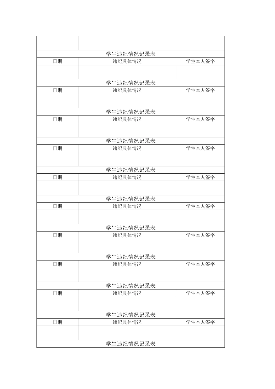 学生违纪情况记录表_第2页