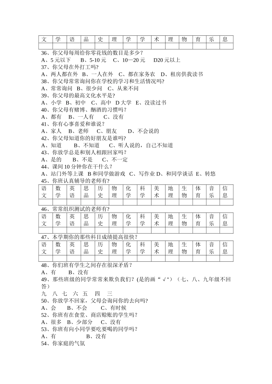 学生问卷调查表_第3页
