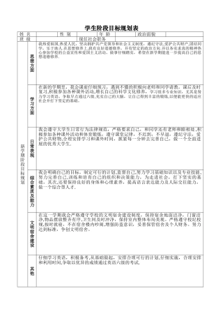 学生阶段目标规划表
