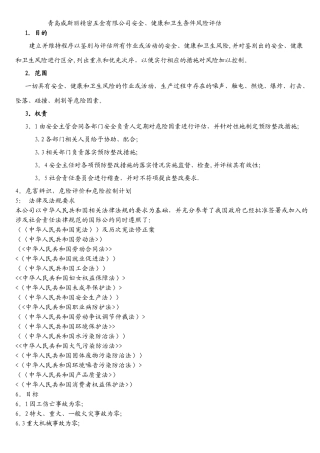 安全健康风险评估