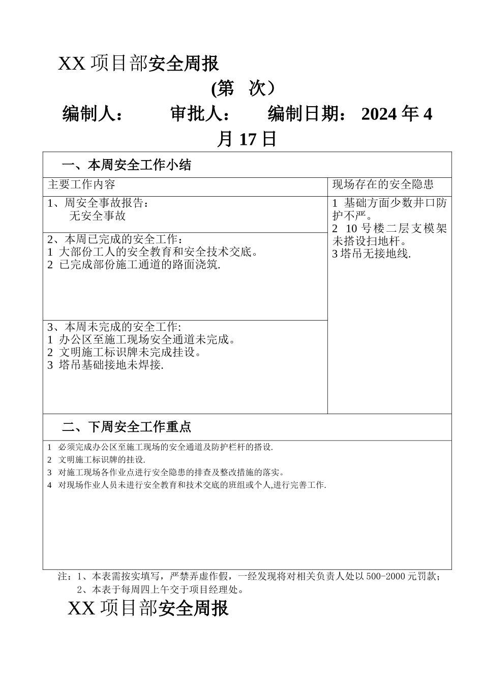 安全周报-样本_第1页