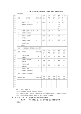 安全培训工作计划表