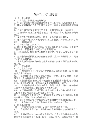 安全小组职责