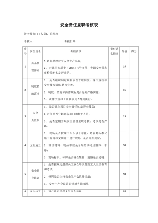 安全履职考核表
