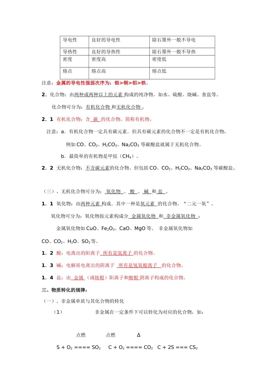 2025年浙教版科学九年级上册第二章知识点归纳及测试题_第2页