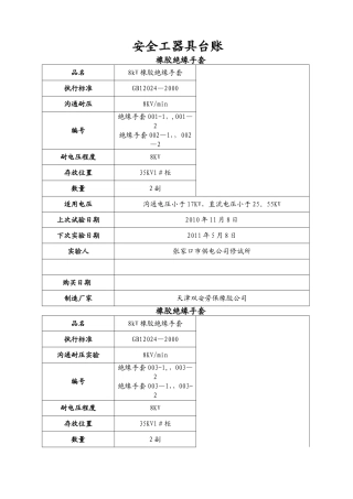 安全工器具台账