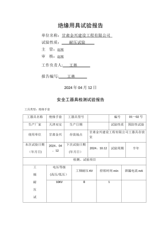 安全工器具检测报告