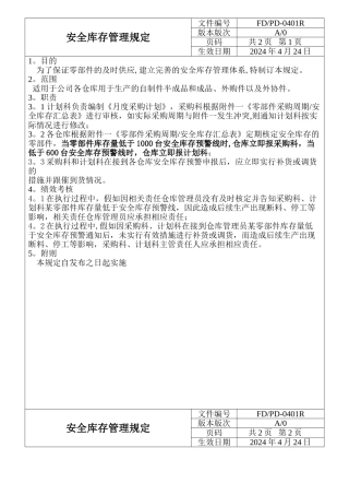 安全库存管理流程规定