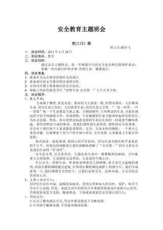 安全教育主题班会20245
