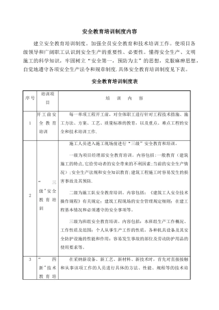 安全教育培训制度内容